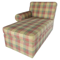 Recamiere Bezug Stoff Kariert Rot Gelb Gemustert