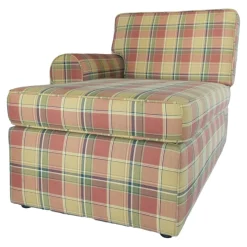 Recamiere Bezug Stoff Kariert Rot Gelb Gemustert