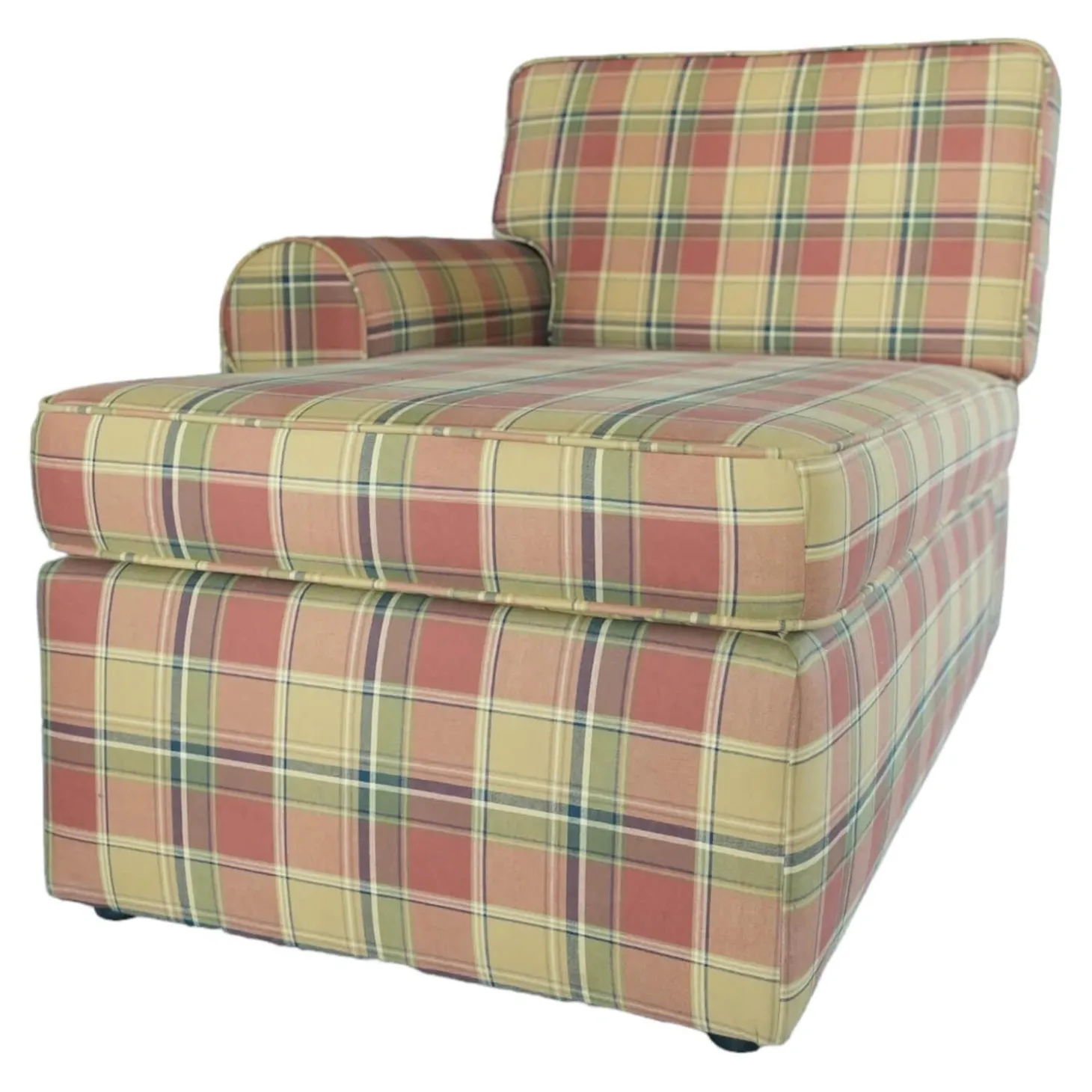 Recamiere Bezug Stoff Kariert Rot Gelb Gemustert