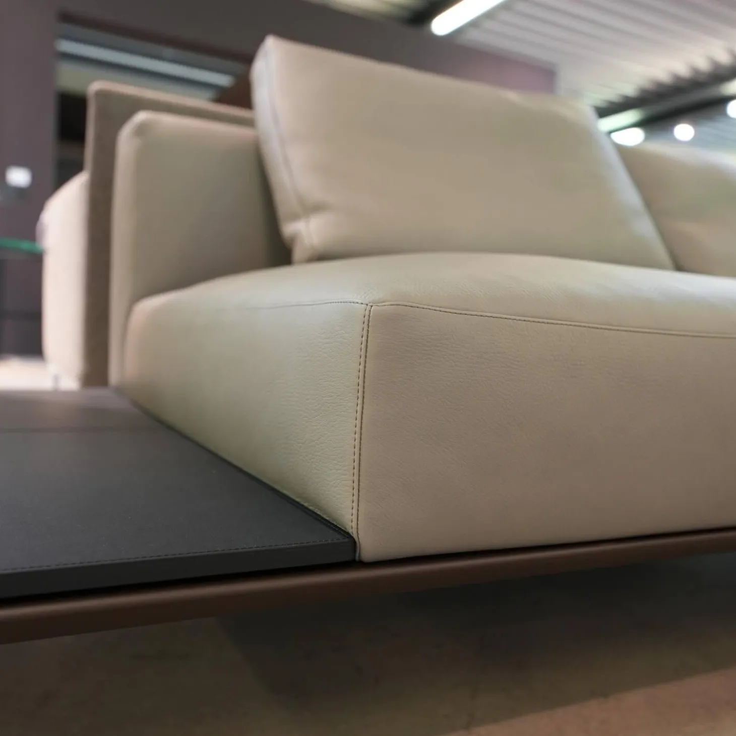 Recamiere Jaan Living 783 25 Bezug Leder Safari Mineral Grau Ohne Ablageboard