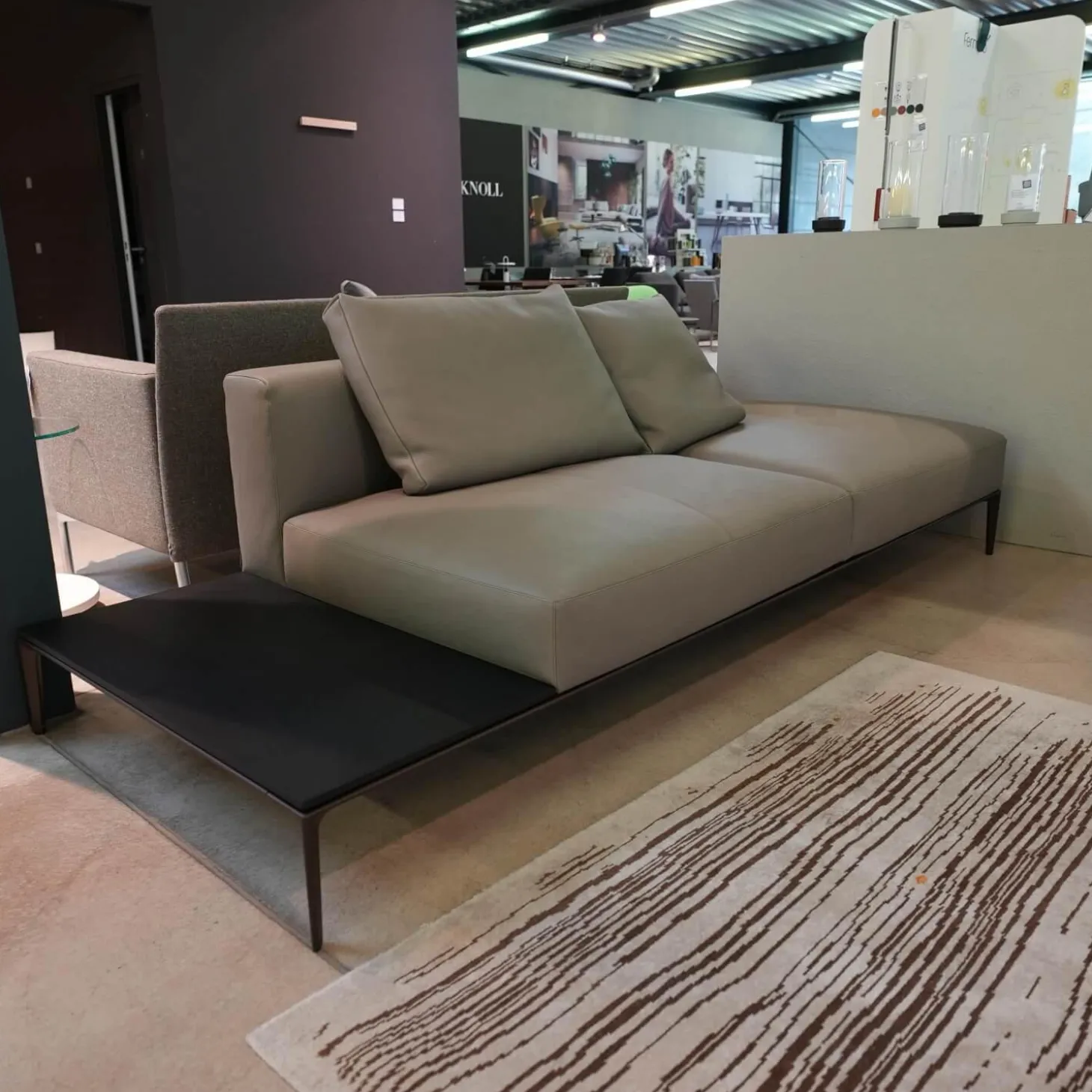 Recamiere Jaan Living 783 25 Bezug Leder Safari Mineral Grau Ohne Ablageboard