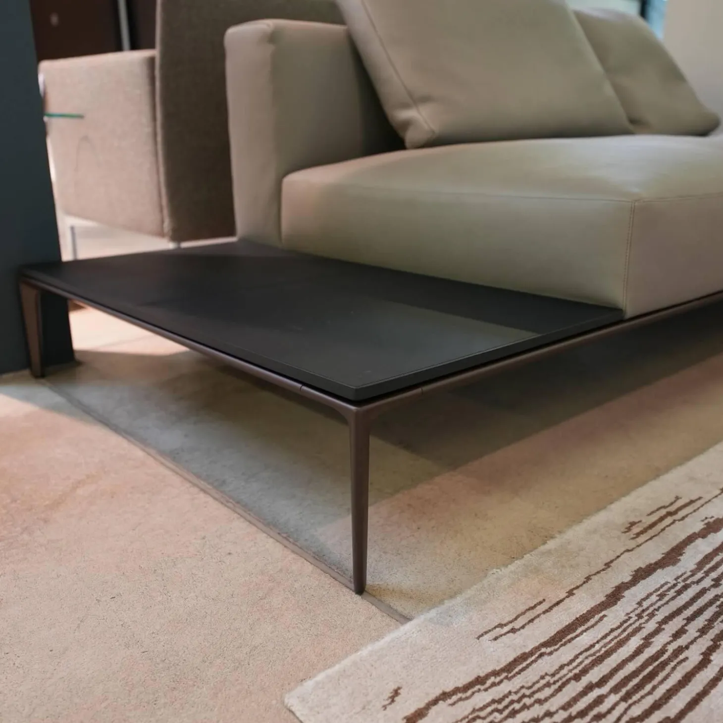 Recamiere Jaan Living 783 25 Bezug Leder Safari Mineral Grau Ohne Ablageboard