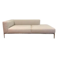 Recamiere Jaan Living 783 25 RA L Stoff Tonga 7615 Off White Beige Gestell Hochglanz Poliert Mit Kissen