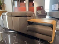 Recamiere LR 007 8151 Leder 24 Longru Brown Braun Füße Hochglanz Poliert Inklusive Holzablage Und Tischhocker