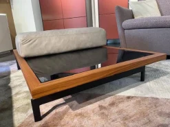 Recamiere LR 007 8151 Leder 24 Longru Brown Braun Füße Hochglanz Poliert Inklusive Holzablage Und Tischhocker