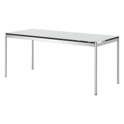 Rechtecktisch 300x90 Kunstharz Perlgrau Gestell Verchromt