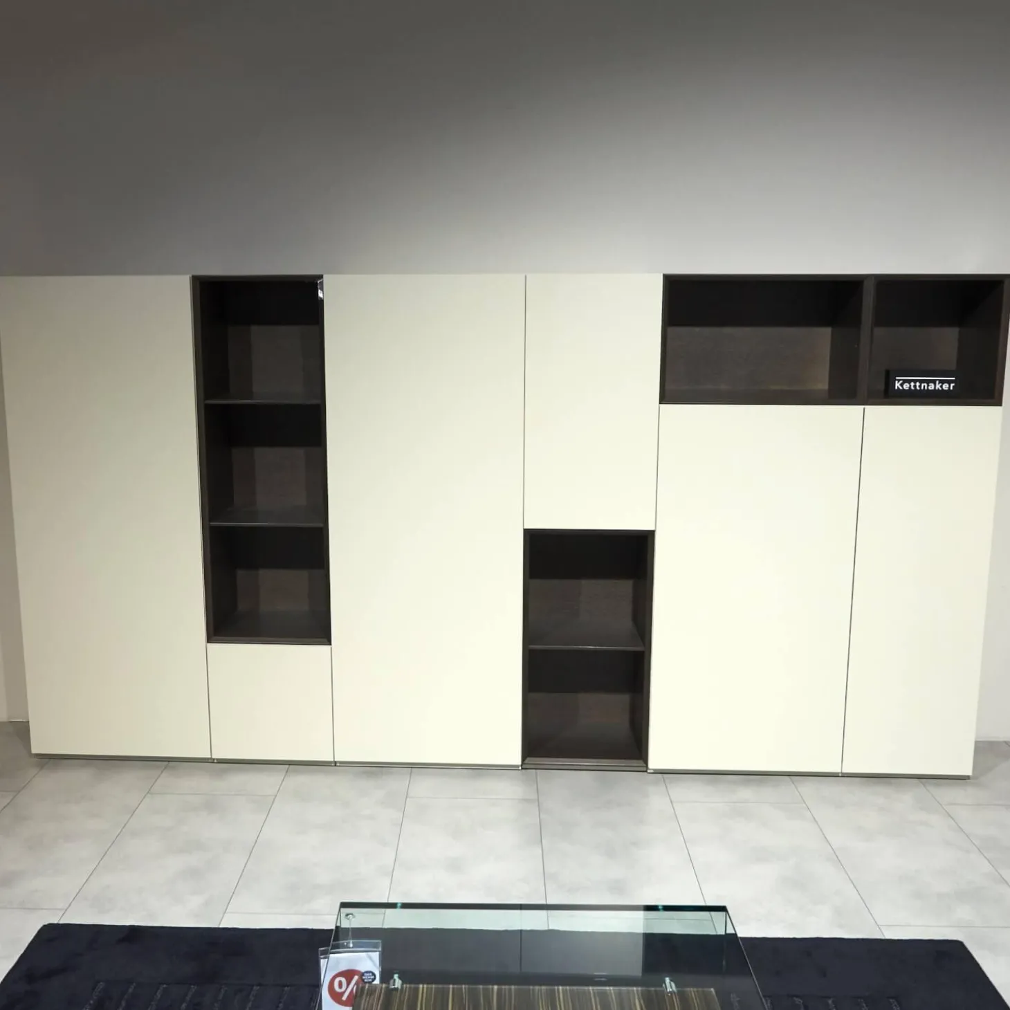 Regal Alea Lack Kiesel Grau Weiß Und Eiche Nero Schwarz Inklusive Einteilung