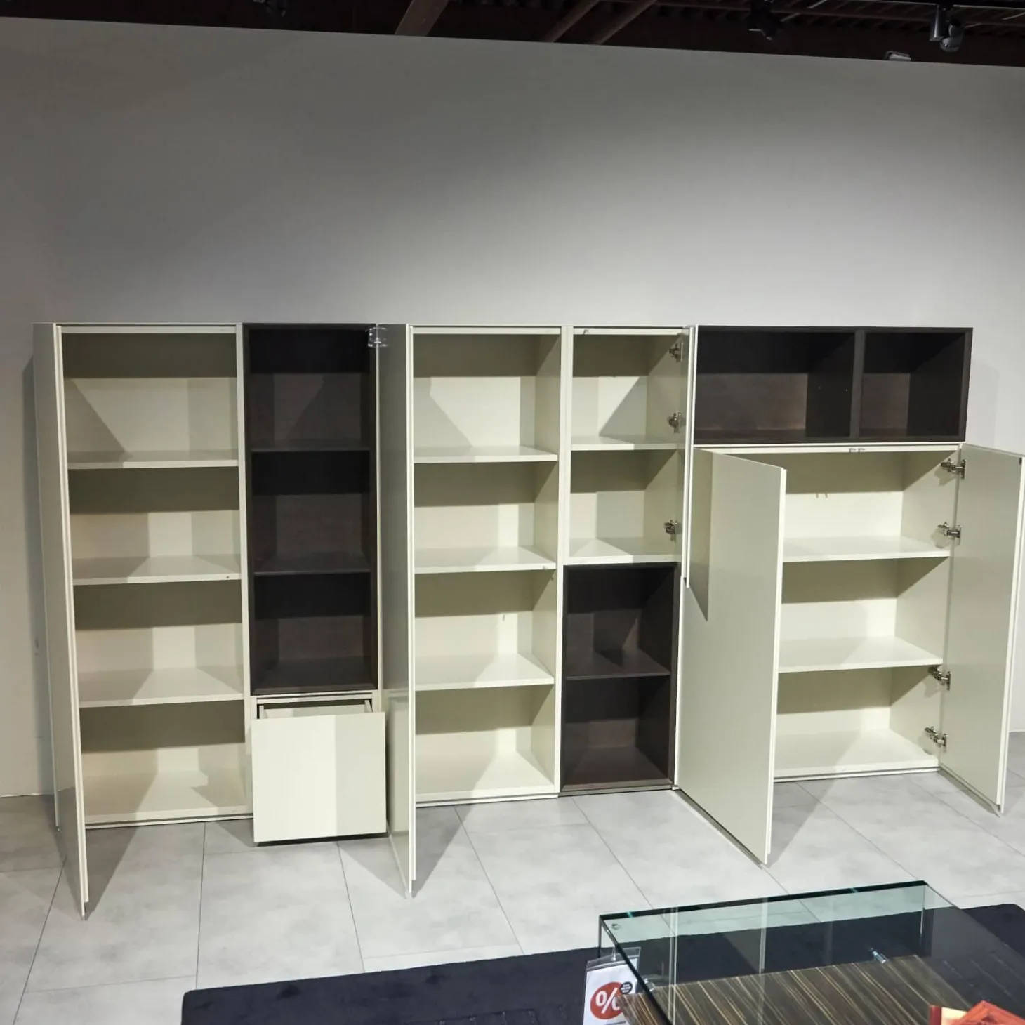 Regal Alea Lack Kiesel Grau Weiß Und Eiche Nero Schwarz Inklusive Einteilung