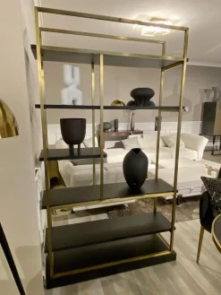 Regal Bronxx S1 Gestell Messing Gebürstet Leicht Patiniert Böden Eiche Anthrazit Matt Lackiert