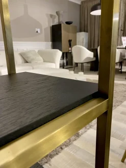 Regal Bronxx S1 Gestell Messing Gebürstet Leicht Patiniert Böden Eiche Anthrazit Matt Lackiert