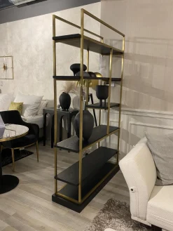 Regal Bronxx S1 Gestell Messing Gebürstet Leicht Patiniert Böden Eiche Anthrazit Matt Lackiert