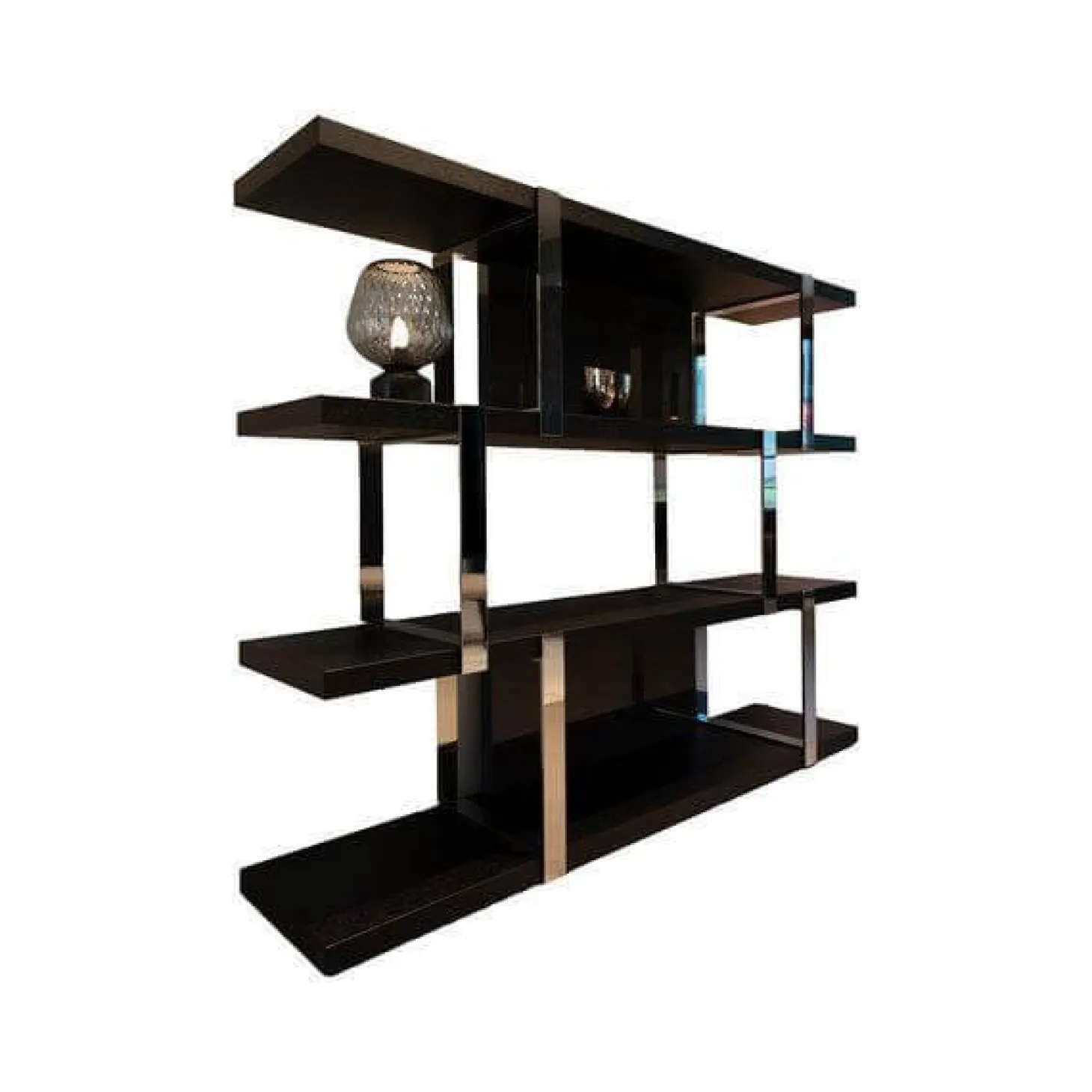 Regal Dalton Chrome Eiche Offenporig Schwarz Lackiert Rückwände Dunkelgrau Grau Hochglanz Lackiert