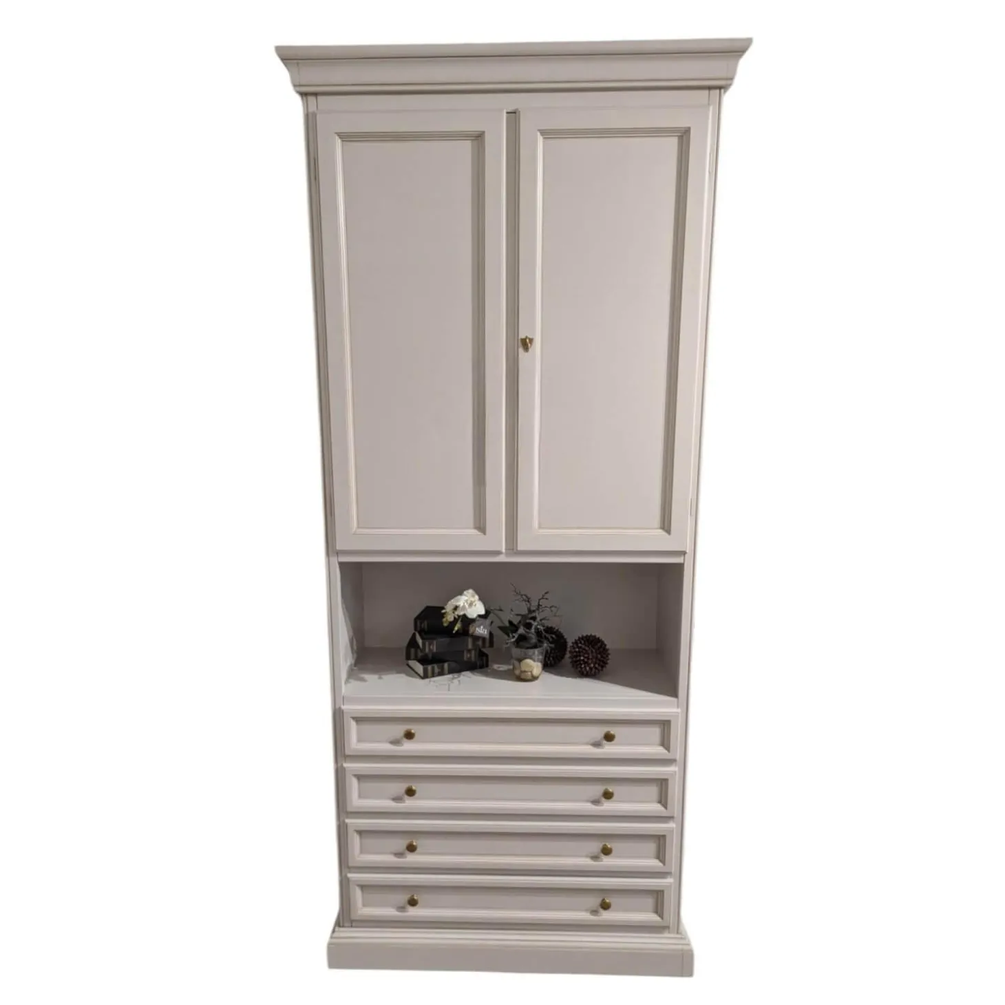 Regal Element 8377 Holz Weiß Antik Poliert