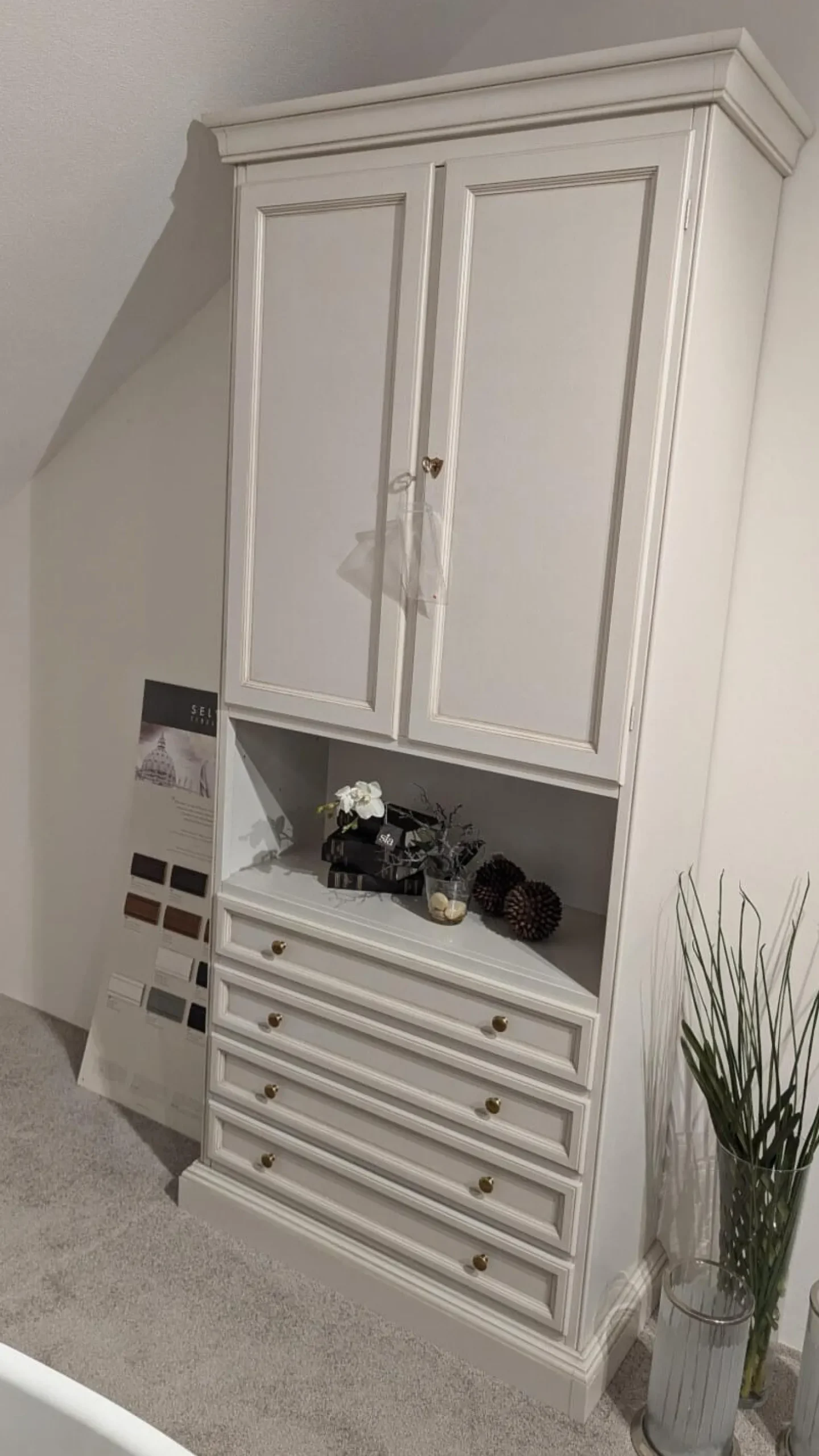 Regal Element 8377 Holz Weiß Antik Poliert