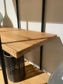 Regal Mileto Asteiche Massiv Gebürstet Natur Geölt Metall Schwarz