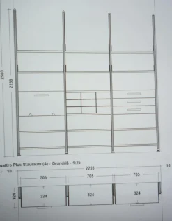 Regal Quattro Plus Aluminium Silber Böden und Hänge-Elemente Lack Schwarz