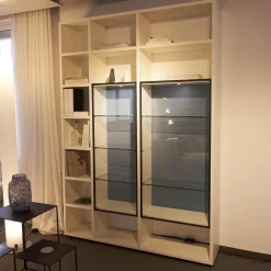 Regal System Mattlackiert Weiß Türen Aus Iron Glas Transparent Mit Beleuchtung