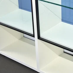 Regal System Mattlackiert Weiß Türen Aus Iron Glas Transparent Mit Beleuchtung