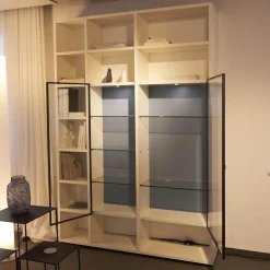 Regal System Mattlackiert Weiß Türen Aus Iron Glas Transparent Mit Beleuchtung