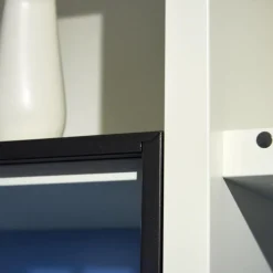 Regal System Mattlackiert Weiß Türen Aus Iron Glas Transparent Mit Beleuchtung