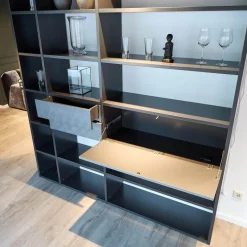 Regal WK-420 Viva Glattlack Cosmos-Schwarz Fronen Lack Stahl Hell Gebürstet Mit Beleuchtung