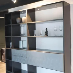 Regal WK-420 Viva Glattlack Cosmos-Schwarz Fronen Lack Stahl Hell Gebürstet Mit Beleuchtung