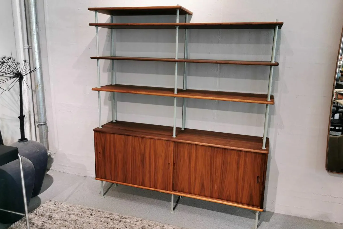 Regalkombination BM0253 Walnuss Geölt Abstandshalter Metall Grau Lackiert