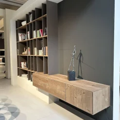 Regalkombination Mit Lowboard Aus Bergfichte Gebürstet Steingrau