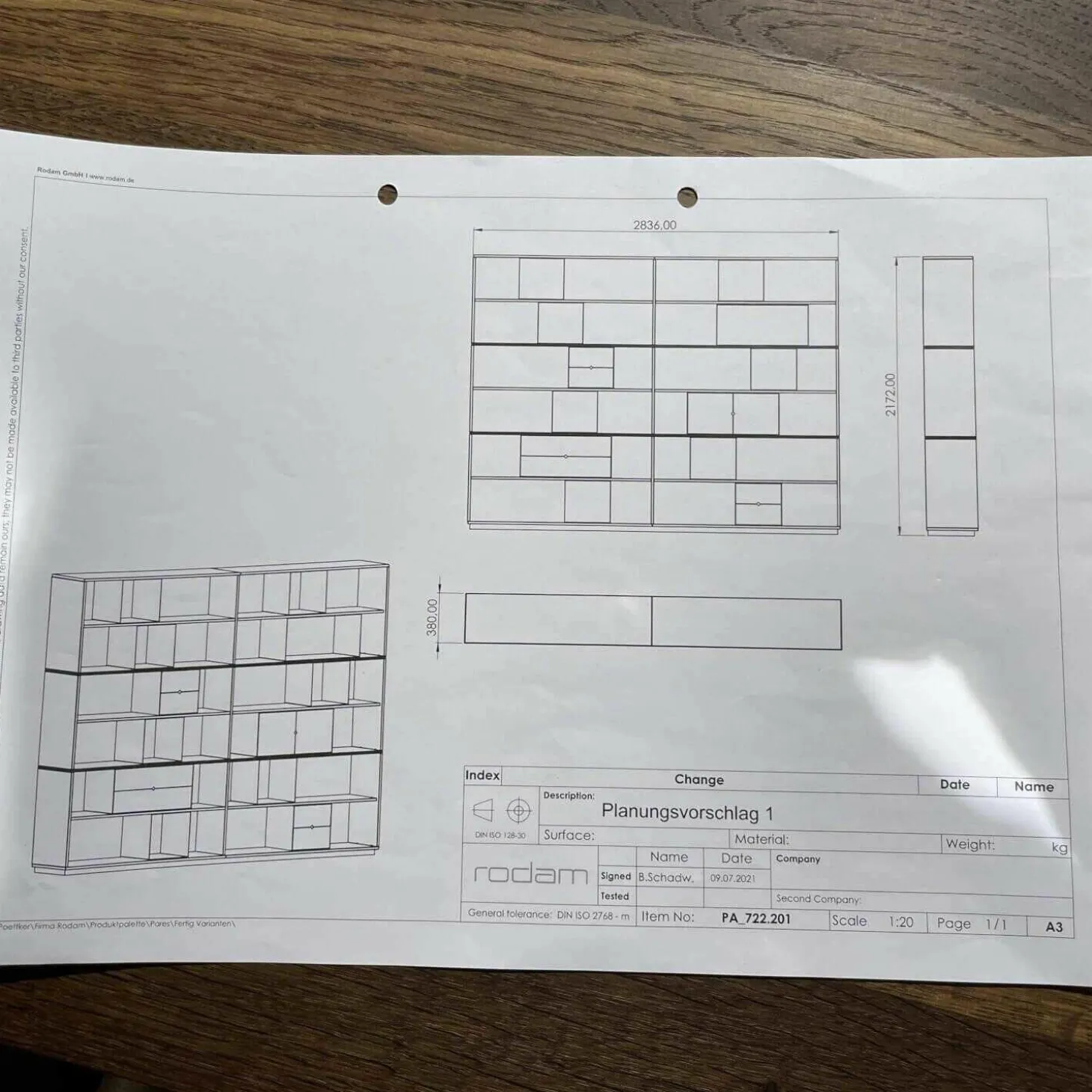 Regalkombination Pares in Nussbaum 130 Rückwand Glas deepgrex Metallboxen anthr. inkl Beleuchtung