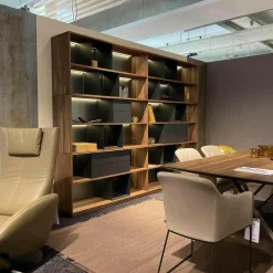 Regalkombination Pares in Nussbaum 130 Rückwand Glas deepgrex Metallboxen anthr. inkl Beleuchtung