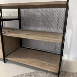 Regalsystem BC06 RooM68 Holzteile Eiche Massiv Geräuchert Weiß Roheffekt Alustreben Schwarz Eloxiert