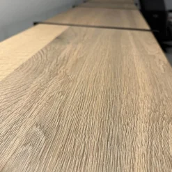 Regalsystem BC06 RooM68 Holzteile Eiche Massiv Geräuchert Weiß Roheffekt Alustreben Schwarz Eloxiert
