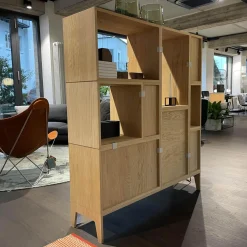 Regalsystem Stacked Eiche Furniert Individuell Veränderbar Verbinderelemte Grau