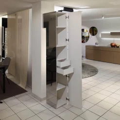 Regalturm Le Ragazze Formose Formosa In Piedi MDF Lackiert Weiß Inklusive Edelstahlverkleidung