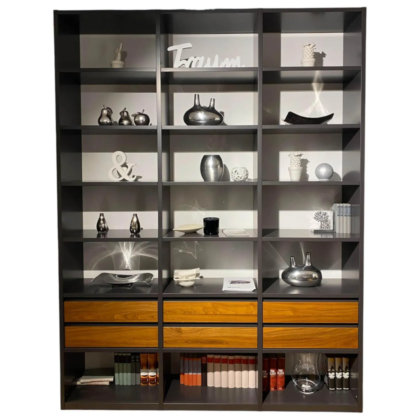 Regalwand Linaro 3163 Lackgraphit Nussbaum Nova