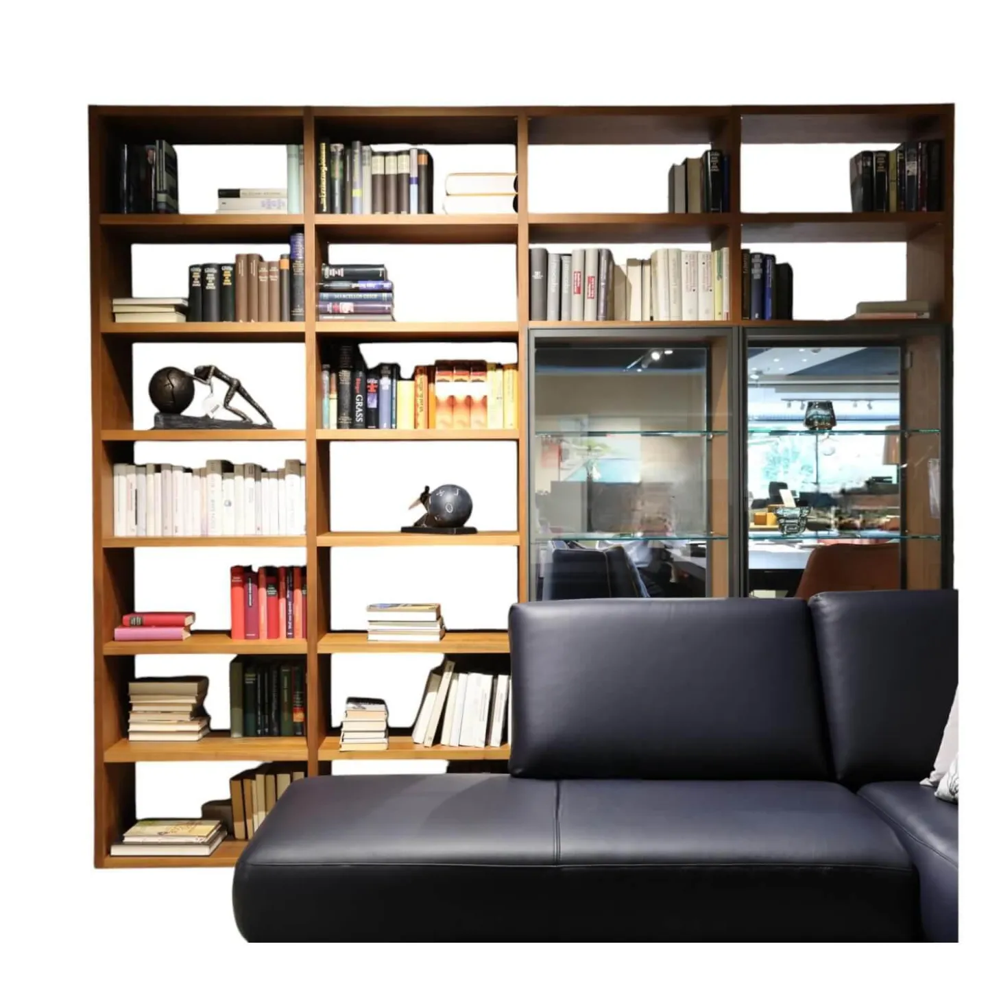 Regalwand Pari Und Dispari Korpus Nussbaum Canaletto Beidseitig Mit Glastüren Ohne Sofa