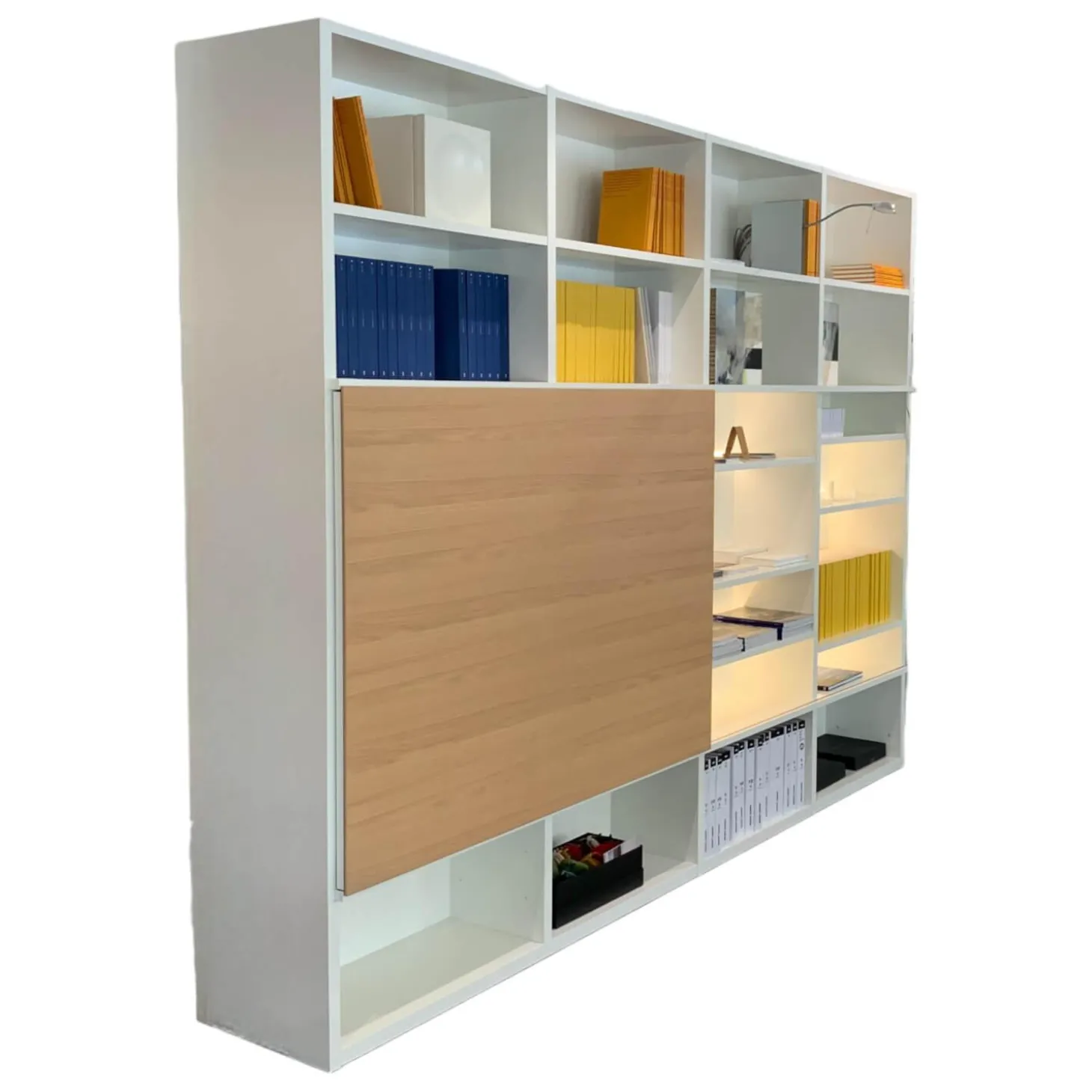 Regalwand Studimo Lack Matt M03 Schneeweiß mit TV-Paneel