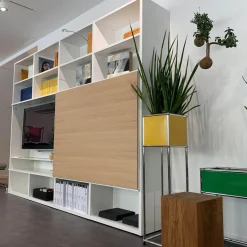 Regalwand Studimo Lack Matt M03 Schneeweiß mit TV-Paneel