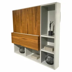 Regalwand Vita WB17 Lichtgrau Nussbaum Massivoptik-Holz Matt