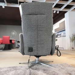 Relaxsessel 7803 26 U Stoff 24 Q2 Emotion Vulkan Grau Sternfuß Edelstahloptik Mit Kopfteilverstellung Motorisch