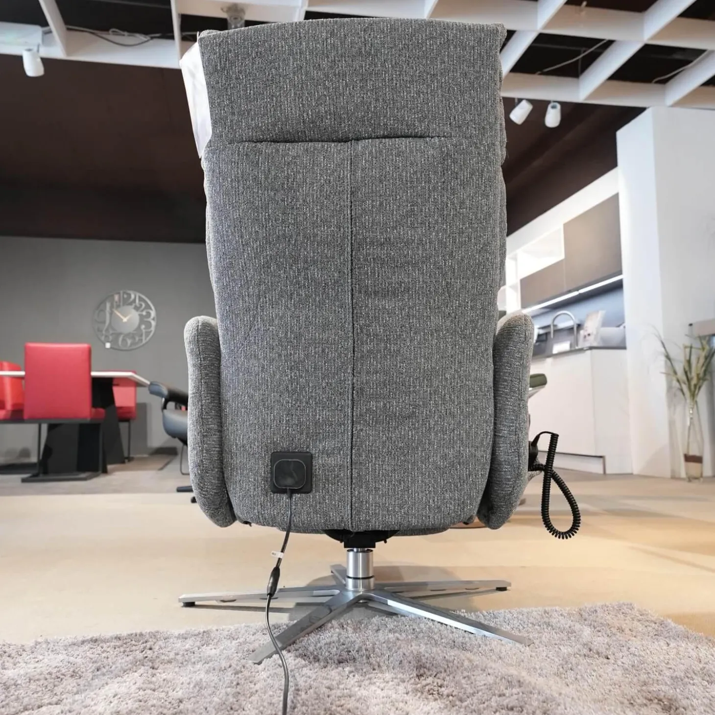 Relaxsessel 7803 26 U Stoff 24 Q2 Emotion Vulkan Grau Sternfuß Edelstahloptik Mit Kopfteilverstellung Motorisch