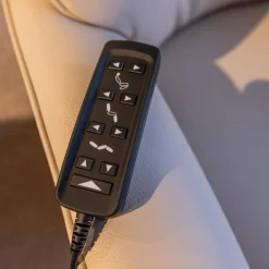 Relaxsessel 7363 Bezug Leder 24 Longru Nebel Beige Grau Holz Wildeiche Sternfuß Anthrazit Mit Elektrischer Kopfteilverstellung