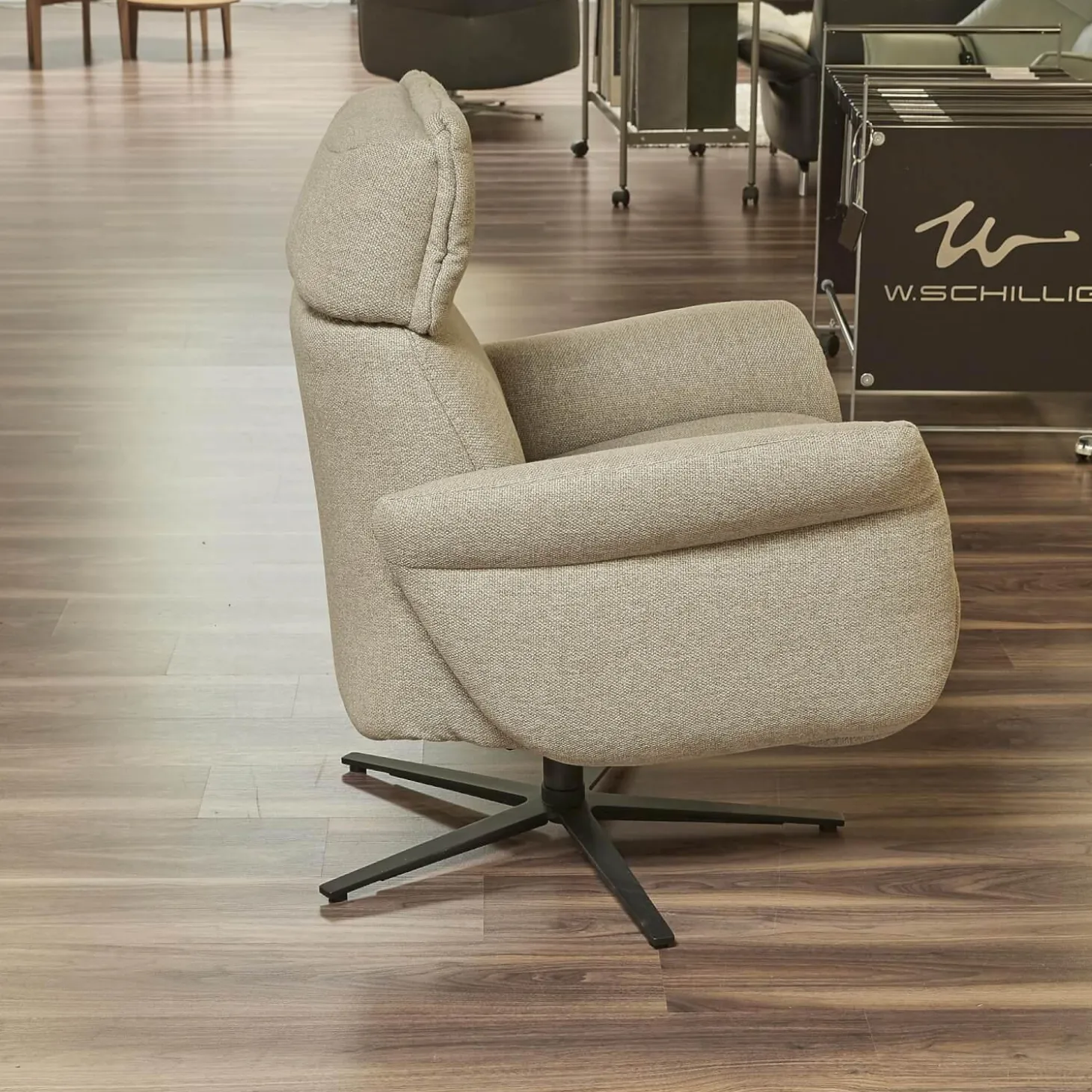 Relaxsessel 7150 Easy Swing Stoff Bodyflux 8 Farn Sternfuß Pulverbeschichtet Anthrazit