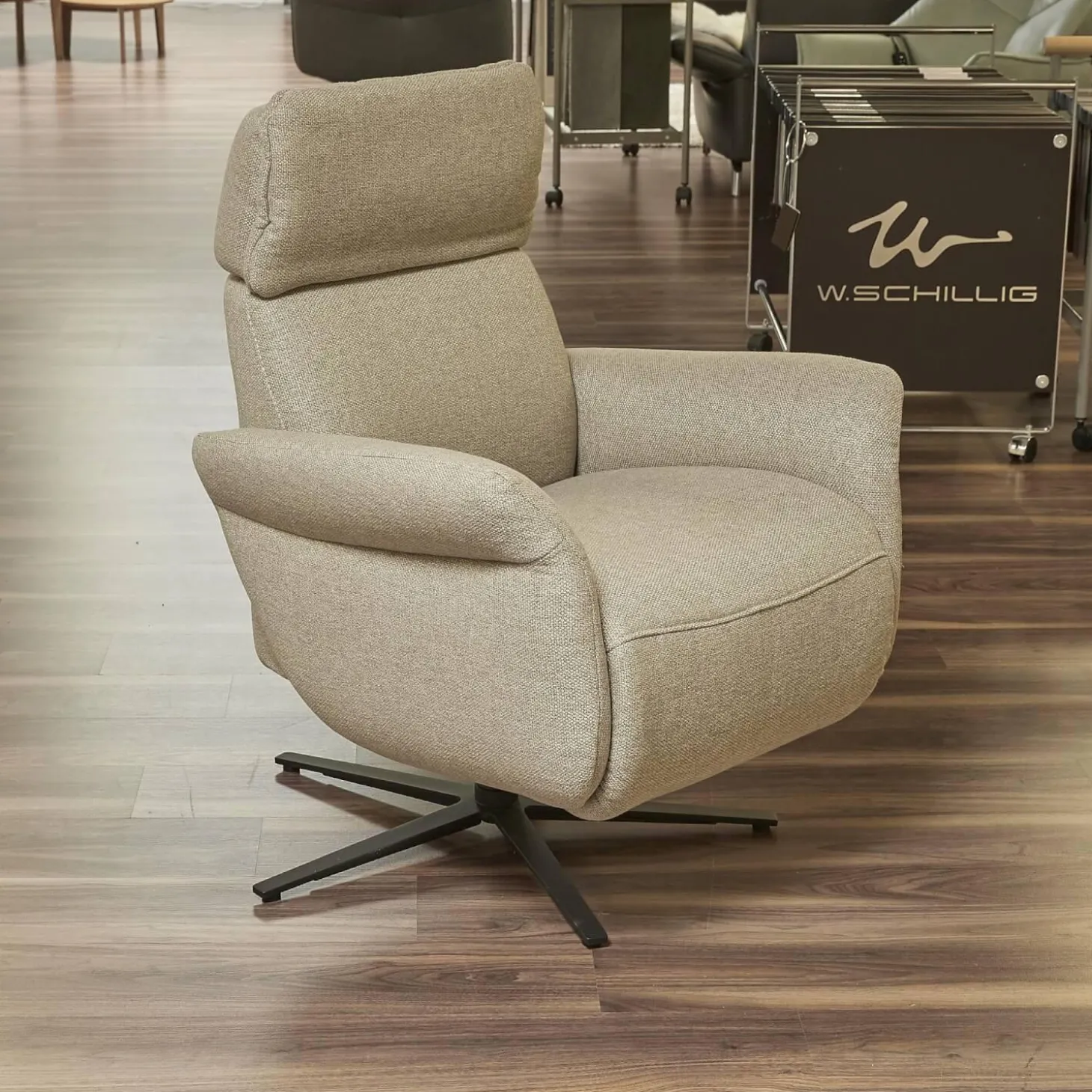 Relaxsessel 7150 Easy Swing Stoff Bodyflux 8 Farn Sternfuß Pulverbeschichtet Anthrazit