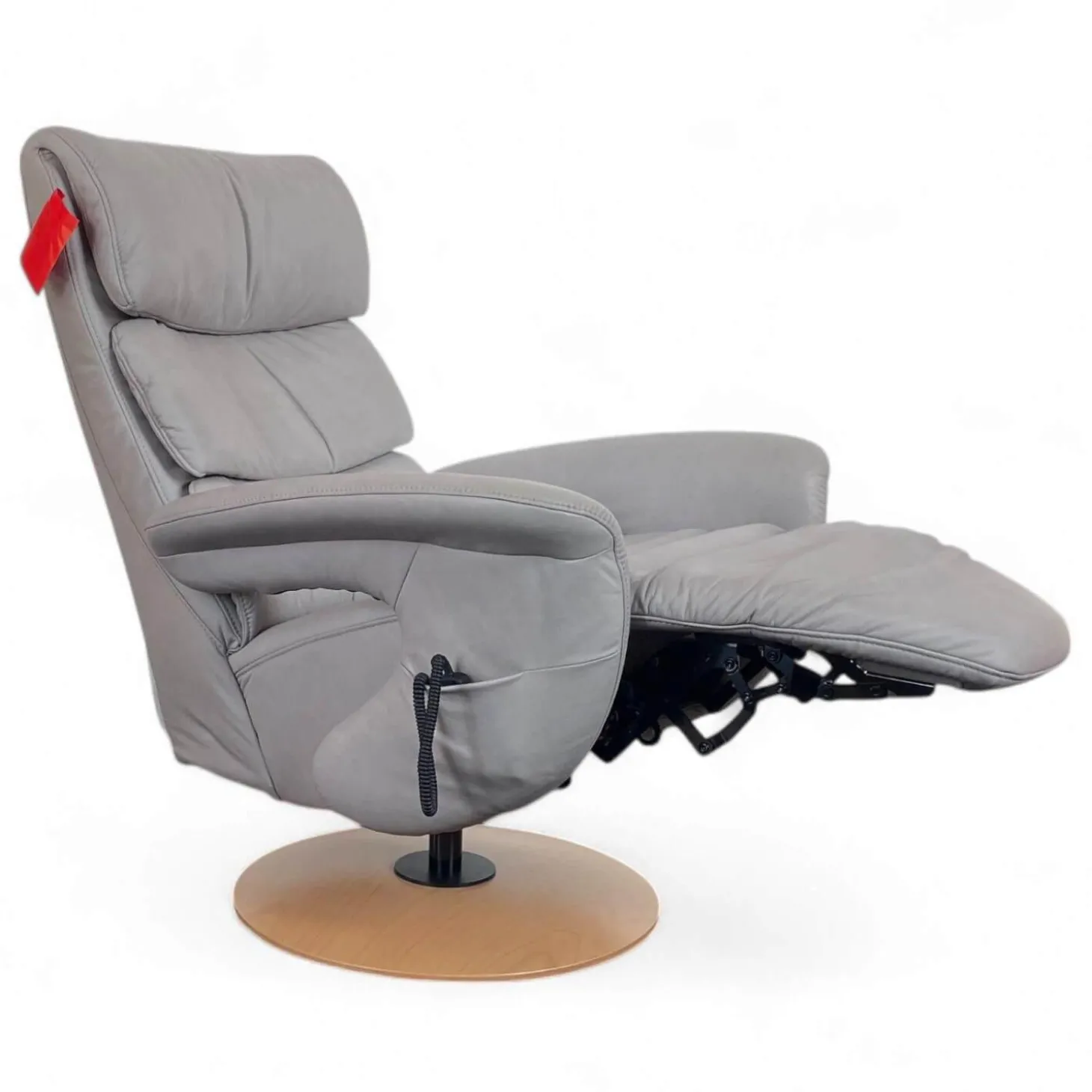 Relaxsessel 7428 Easy Swing XL Nappe Leder 22 Soft Asche Grau Holzteller Buche 2 Motorig Mit Aufstehhilfe