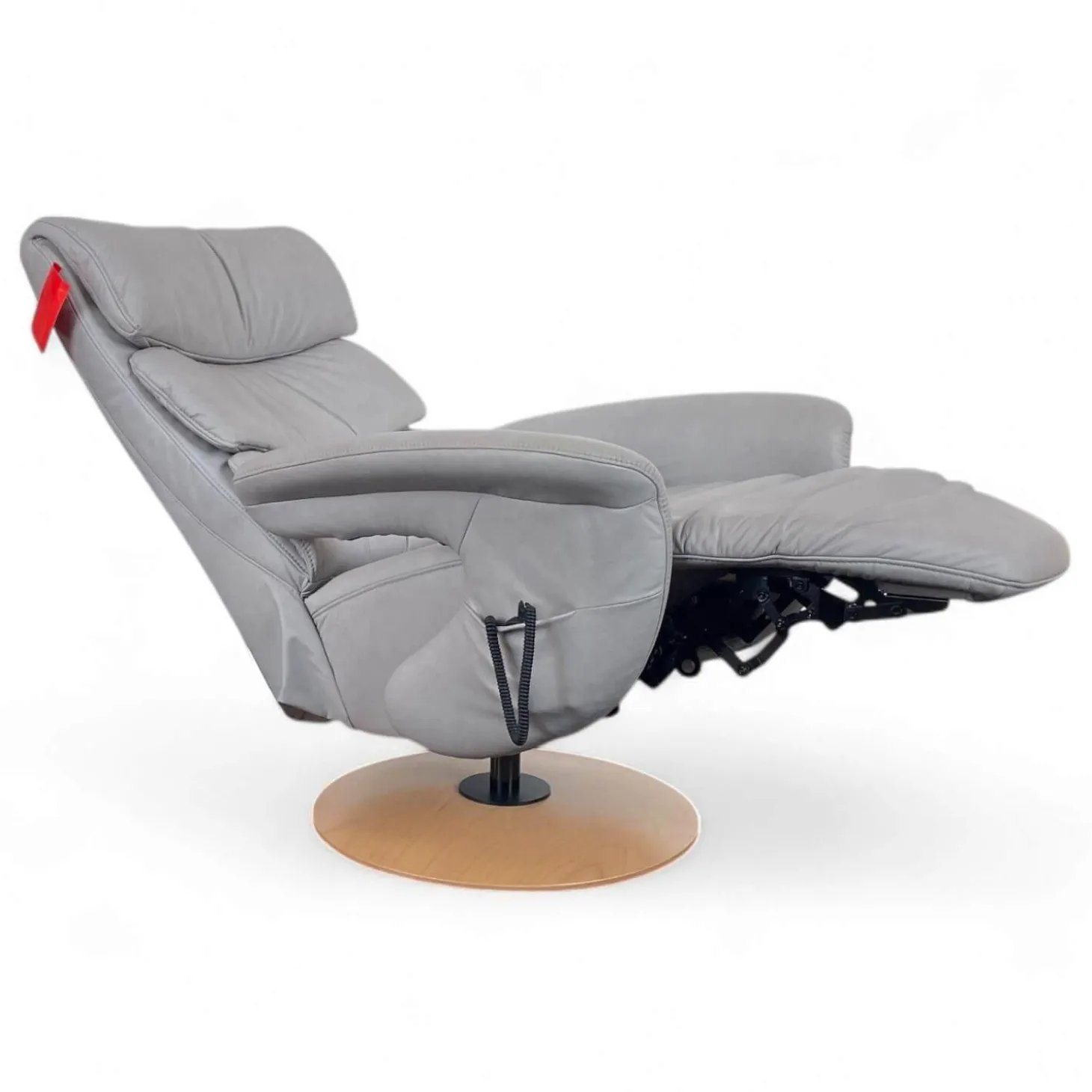 Relaxsessel 7428 Easy Swing XL Nappe Leder 22 Soft Asche Grau Holzteller Buche 2 Motorig Mit Aufstehhilfe