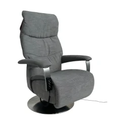 Relaxsessel 7050 Easyswing M Stoff Leeds Platin Grau Fuß Teller Edelstahloptik Mit Elektrischer Kopfteilverstellung