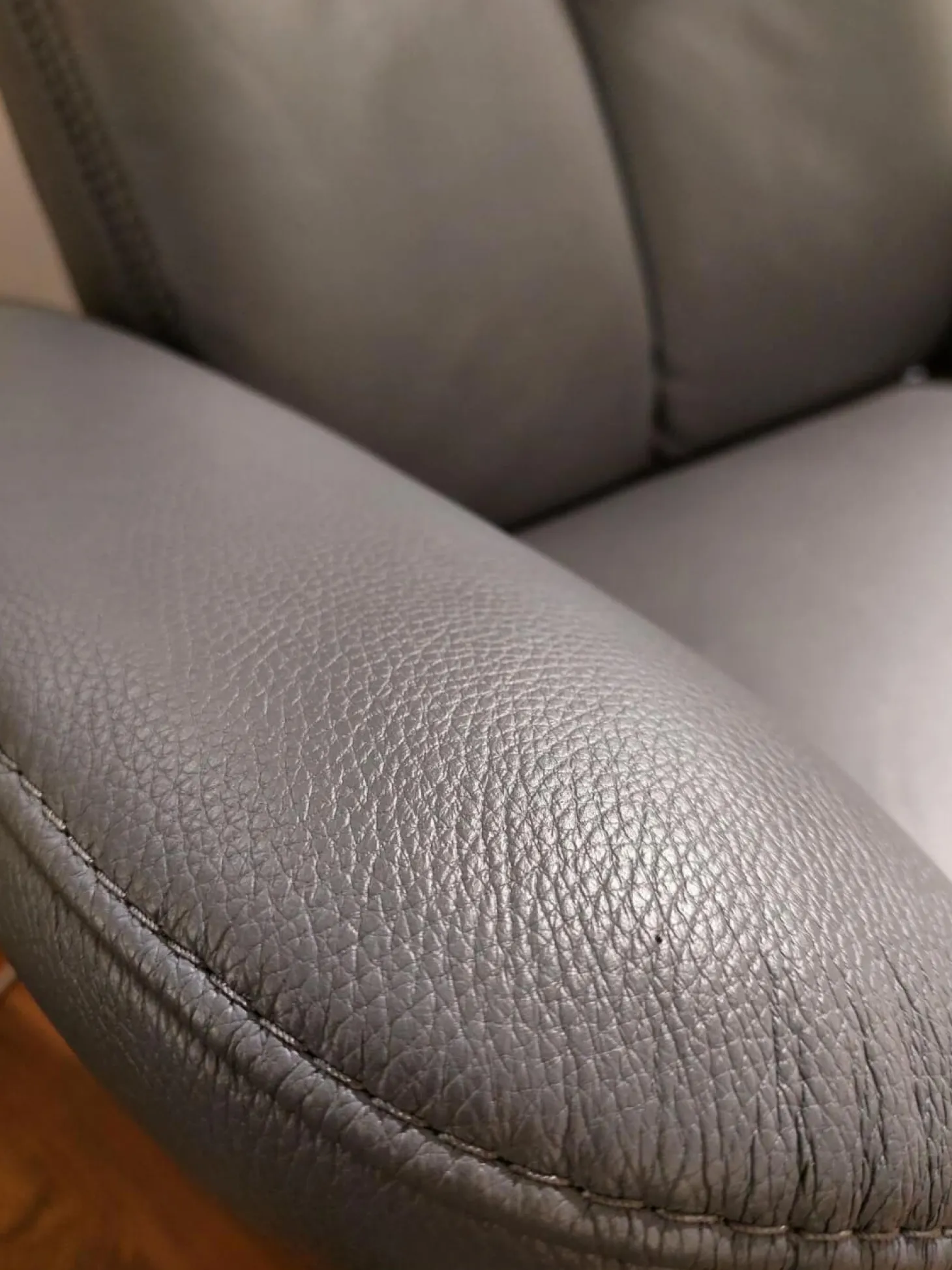 Relaxsessel 7727 Type 86O Leder Longlife Rustica Azuro Grau Blau Tellerfuß Stahl Anthrazit Mit Verstellungen 2 Motorisch