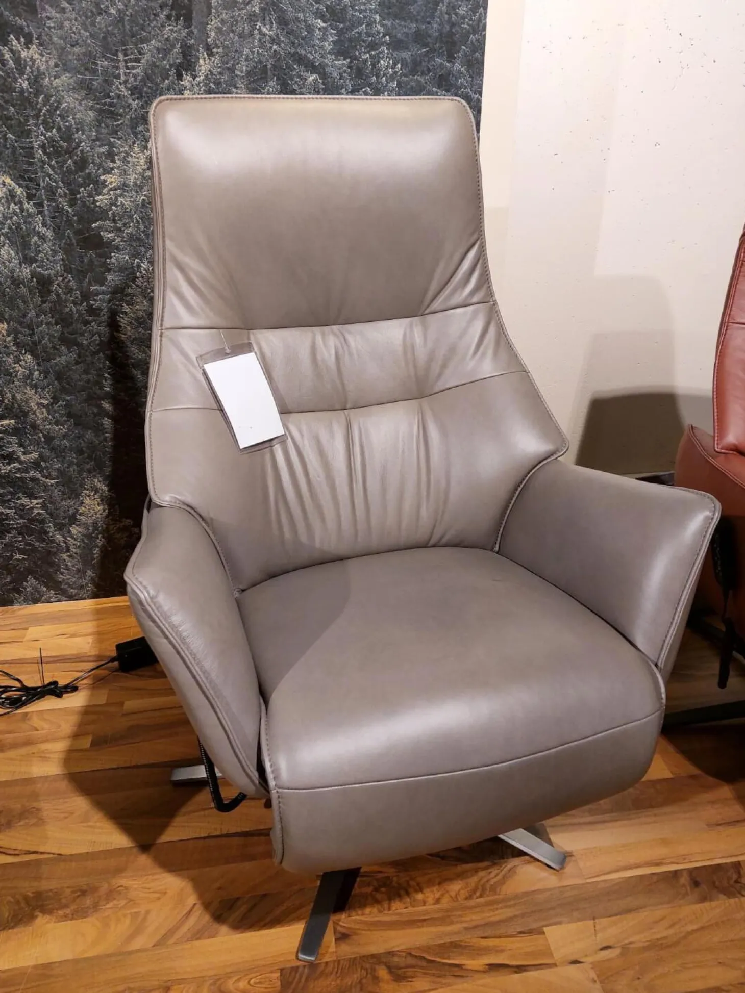 Relaxsessel 7905 Type 27U Leder Soft Nappa Shadow Grau Sternfuß Stahl Edelstahloptik Mit Verstellungen 3 Motorisch