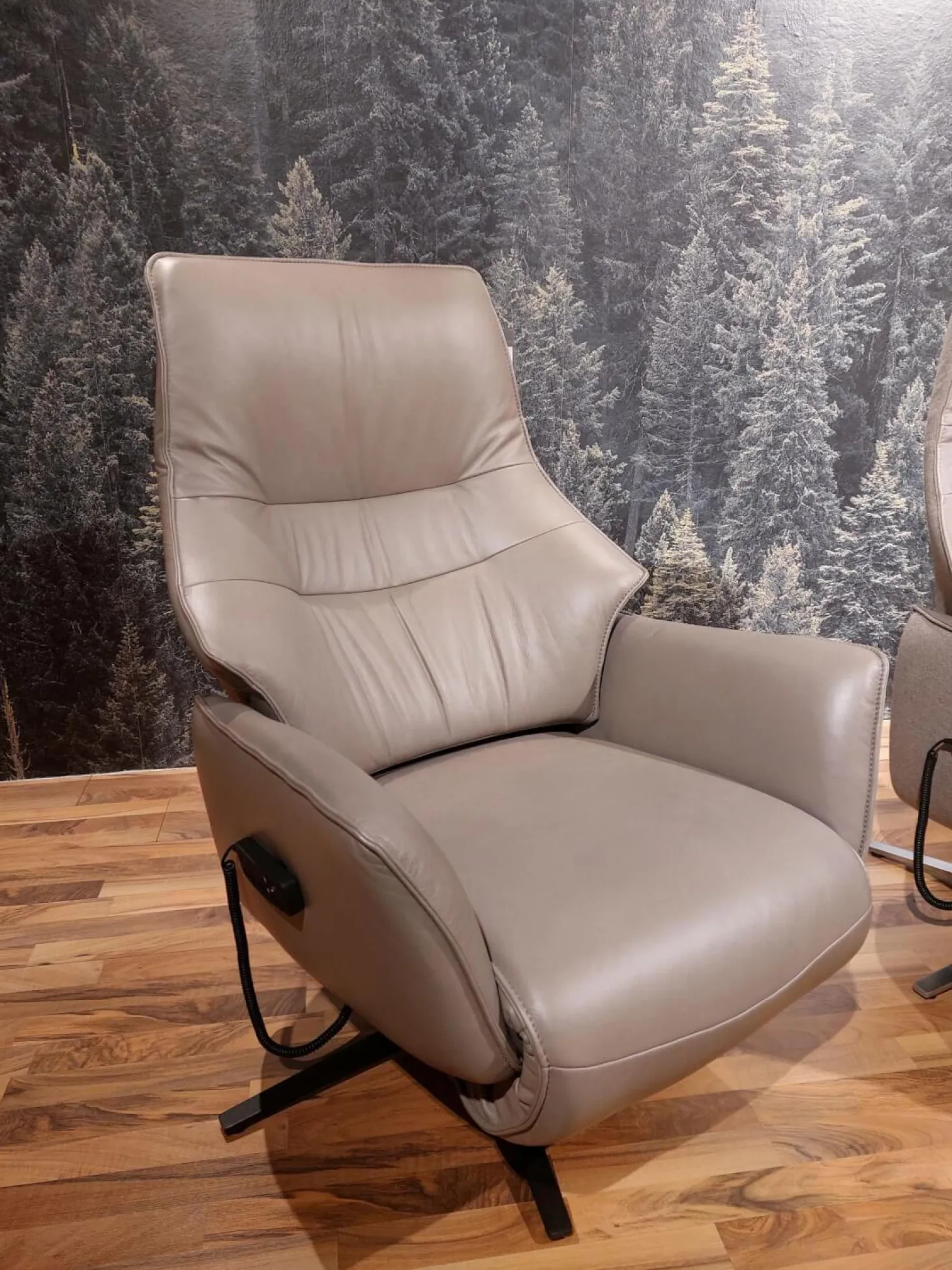 Relaxsessel 7905 Type 46V Leder Soft Nappa Shadow Grau Sternfuß Stahl Anthrazit Mit Verstellung 1 Motorisch